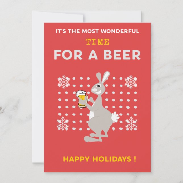 Tarjetas de Navidad australianas Kangaroo Beer Div (Anverso)