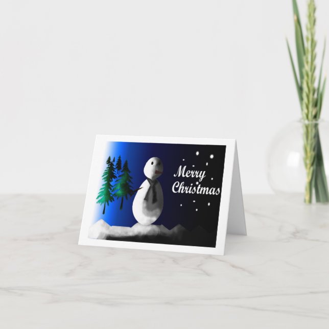 Tarjetas de Navidad azul Snowman (Anverso)