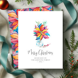Tarjetas de navidad coloridas Poinsettia