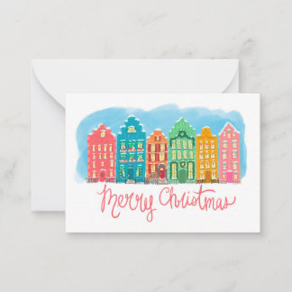 Tarjetas de navidad con barrio alegre y colorido