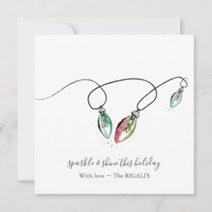 Tarjetas de navidad con cadena moderna de luces