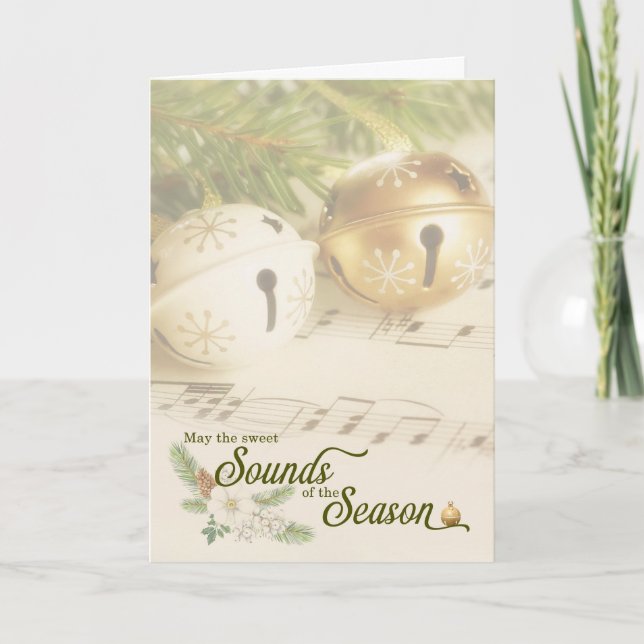 Tarjetas de Navidad con Campanas de Trineo y Músic (Anverso)