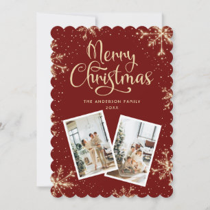 Tarjetas de Navidad con Copos de Nieve Rojos 2 Fot