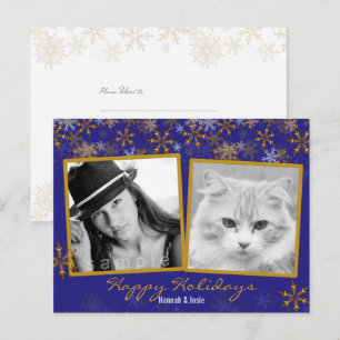 Tarjetas de Navidad con Doble Foto de Copos de Nie