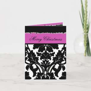 Tarjetas de Navidad con inserto de foto Damask Me