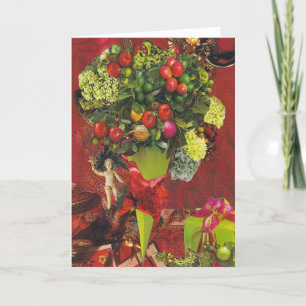 Tarjetas de navidad con manzanas y vegetación