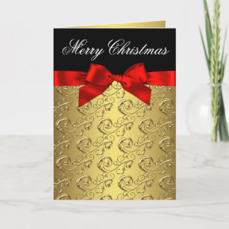 Tarjetas de Navidad con remolino de rojo y dorado
