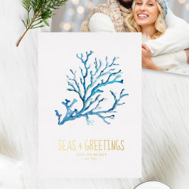 Tarjetas de Navidad Costeras con Foto Personalizad