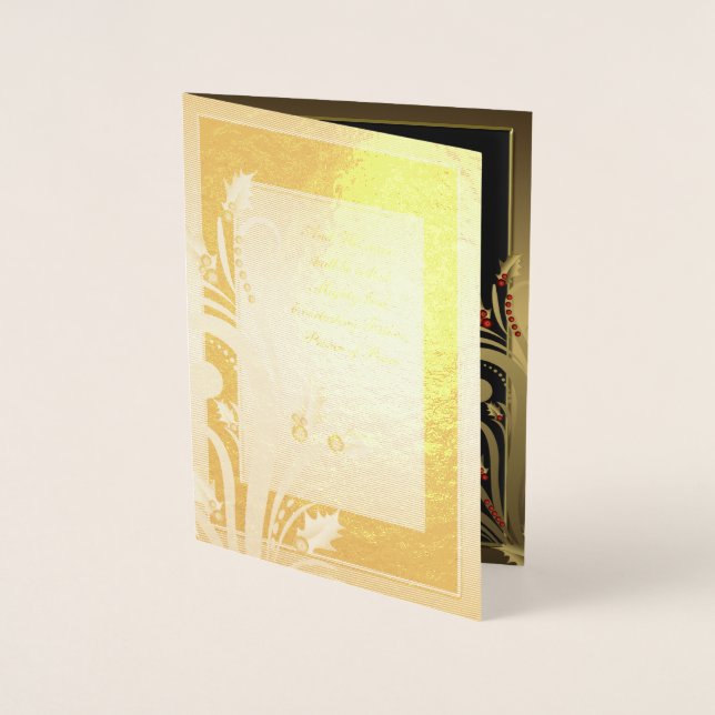 Tarjetas de Navidad cristianas con hoja de acebo d (Anverso)