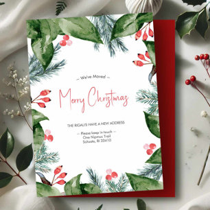 Tarjetas de Navidad de Acuarela Botánica con Anunc