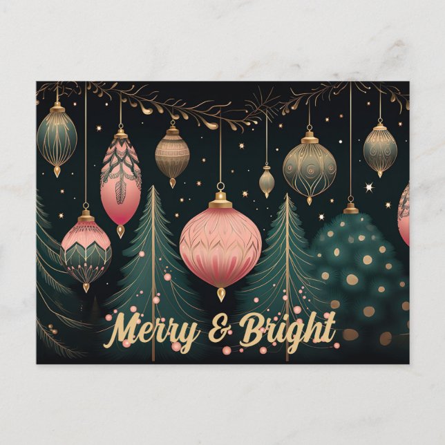Tarjetas de Navidad de Adornos Festivos (Anverso)