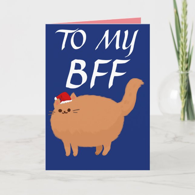 TARJETAS DE NAVIDAD DE AMIGA DEL GATO GORDO BFF (Anverso)