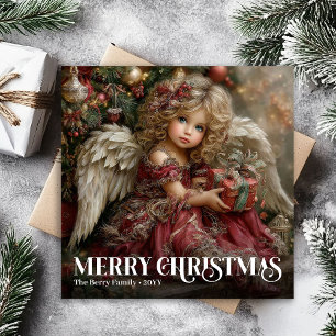 Tarjetas de Navidad de Ángel Victoriano Burgundy A