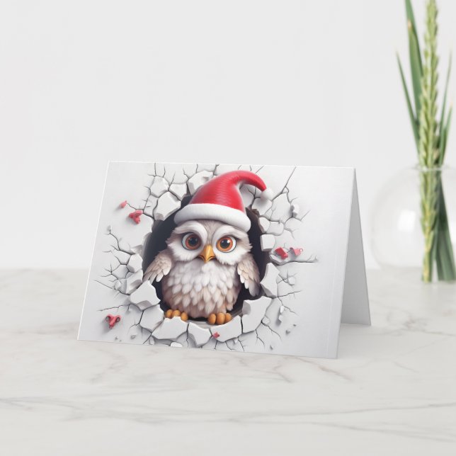 Tarjetas de Navidad de Animales Bebé Lindos Búho 3 (Anverso)