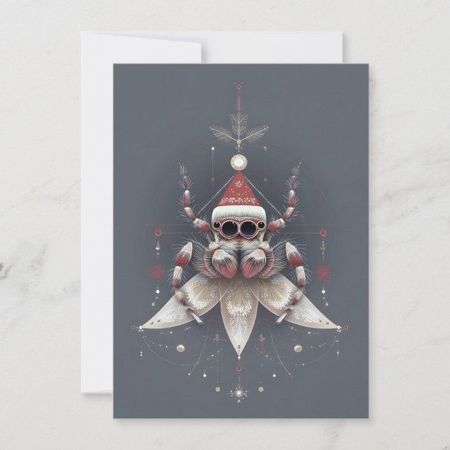 Tarjetas de Navidad de Araña Saltarina Adorable (Anverso)