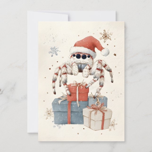 Tarjetas de Navidad de Araña Saltarina Adorable (Anverso)
