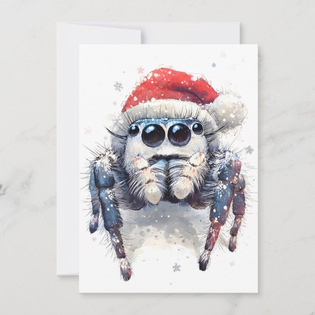 Tarjetas de Navidad de Araña Saltarina de Invierno (Anverso)