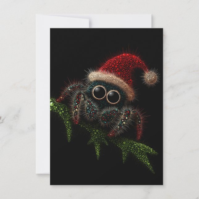 Tarjetas de Navidad de Araña Saltarina Linda (Anverso)