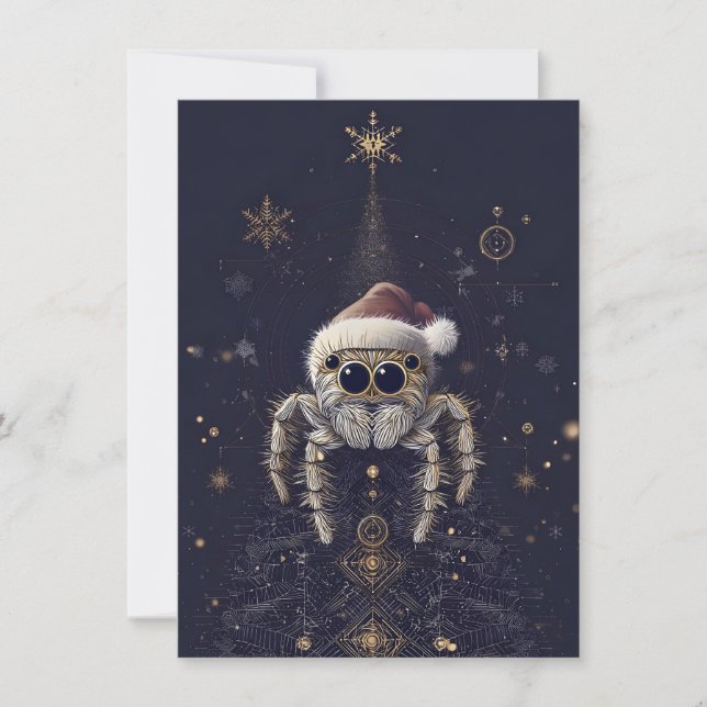 Tarjetas de Navidad de Araña Saltarina Únicas (Anverso)