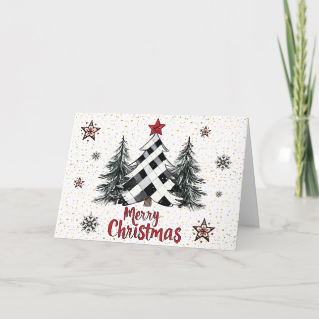 Tarjetas de Navidad de Árboles de Navidad Rojo Neg (Anverso)