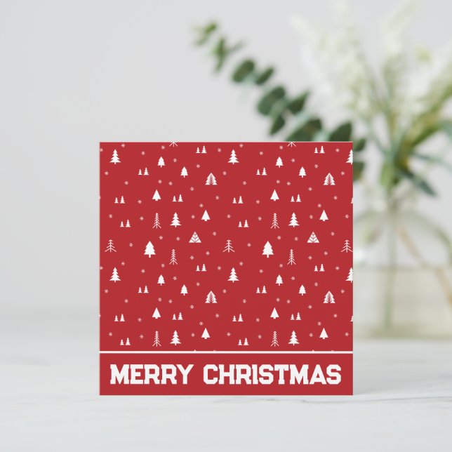 Tarjetas de Navidad de Árboles de Navidad y Copos  (Anverso de pie)