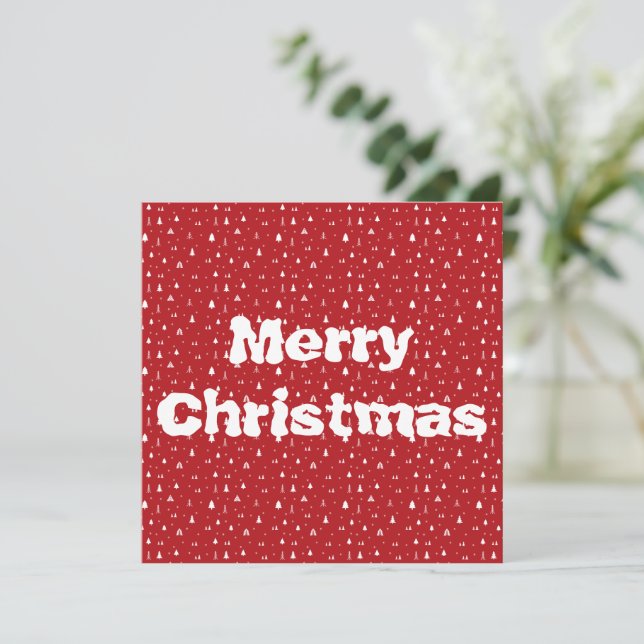 Tarjetas de Navidad de Árboles de Navidad y Copos  (Anverso de pie)
