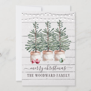 Tarjetas de Navidad de árboles de pino rústicos ne