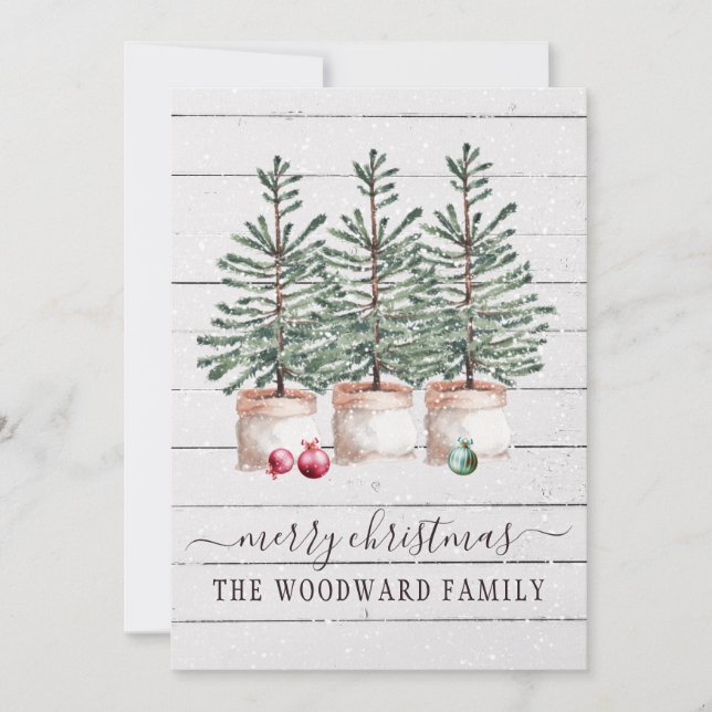Tarjetas de Navidad de Árboles Rústicos (Anverso)