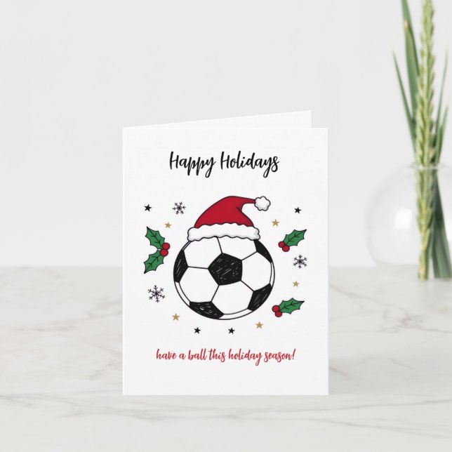Tarjetas de Navidad de Balón de Fútbol con Sombrer (Anverso)