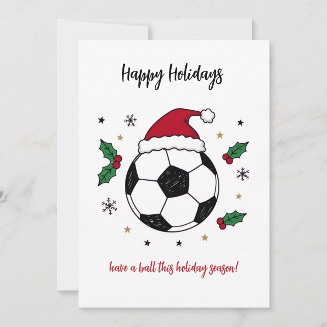 Tarjetas de Navidad de Balón de Fútbol con Sombrer (Anverso)