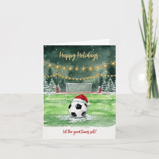 Tarjetas de Navidad de Balón de Fútbol con Sombrer (Anverso)