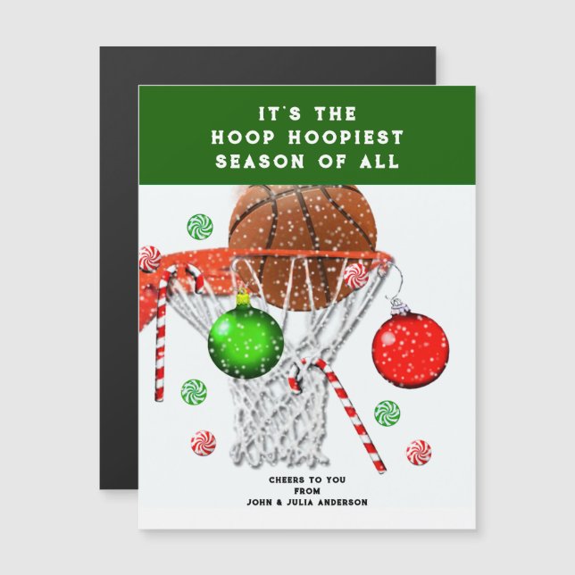 Tarjetas de Navidad de Baloncesto (Anverso/Reverso)