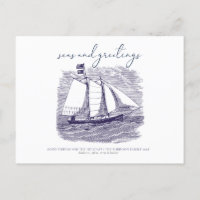 Tarjetas de Navidad de barco de vela costero Salut