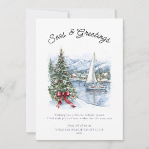 Tarjetas de Navidad de Barco de Vela de Mares Náut
