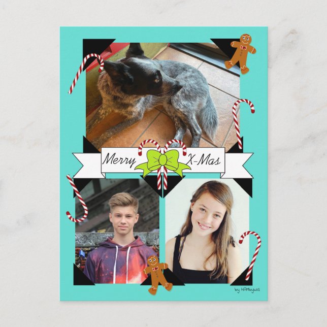 Tarjetas de Navidad de Bastones de Caramelo y Homb (Anverso)