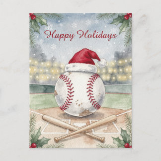 Tarjetas de Navidad de béisbol festivo