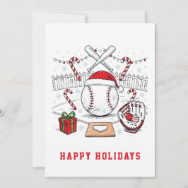 Tarjetas de Navidad de béisbol festivo