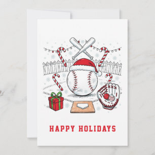 Tarjetas de Navidad de béisbol festivo