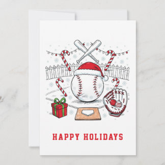 Tarjetas de Navidad de béisbol festivo