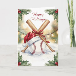 Tarjetas de Navidad de béisbol festivo