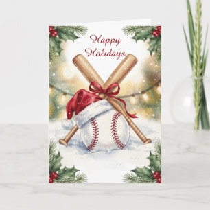 Tarjetas de Navidad de béisbol festivo