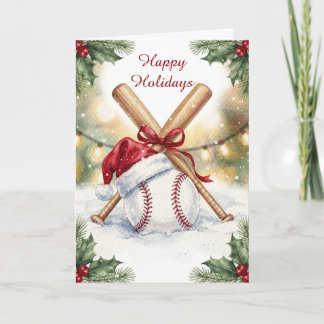 Tarjetas de Navidad de béisbol festivo