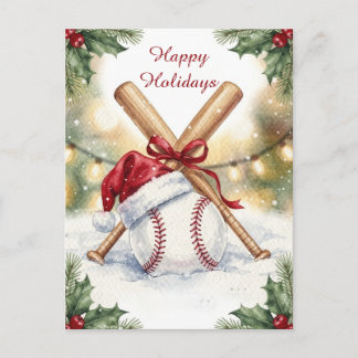Tarjetas de Navidad de béisbol festivo