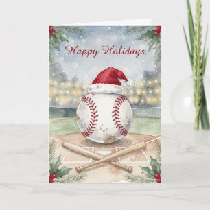 Tarjetas de Navidad de béisbol festivo