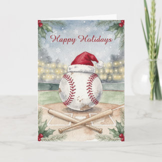 Tarjetas de Navidad de béisbol festivo