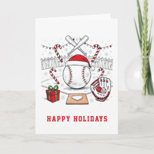 Tarjetas de Navidad de béisbol festivo