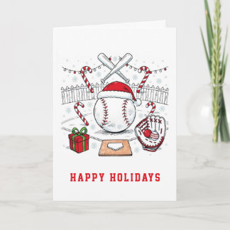 Tarjetas de Navidad de béisbol festivo