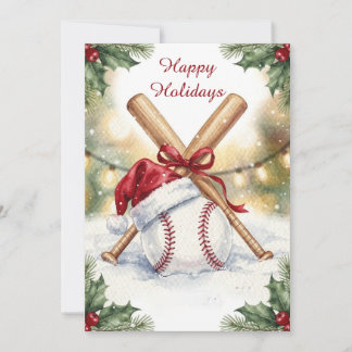Tarjetas de Navidad de béisbol festivo