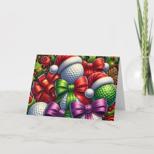 Tarjetas de Navidad de Bolas de Golf de Santa Ador (Anverso)