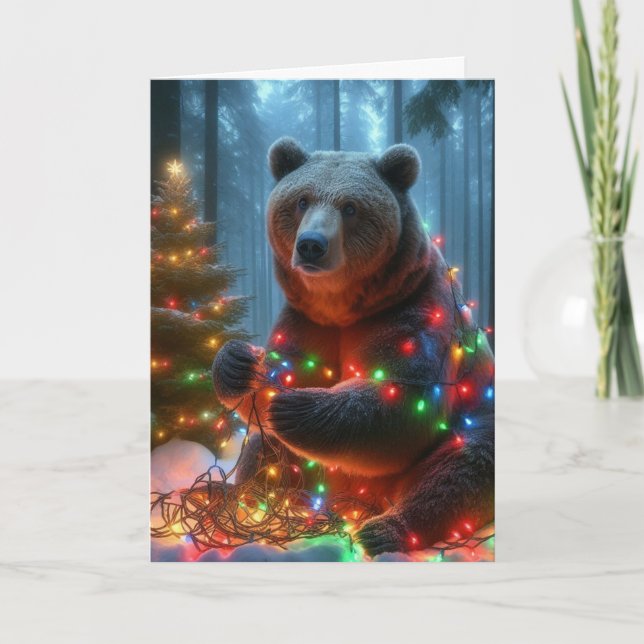 Tarjetas de Navidad de bosque de osos (Anverso)